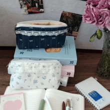 Ins Floral Lace Pencil Case, Cute & Minimalist Stationery, Large Capacity Student Stationery Organizer Bag - Lace Floral - View 5