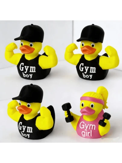Funny Gym Muscle Duck - Cute Workout Duck Figurine For Desk Decor & Bath Gym Boy & Girl Duck Set - Cute Muscle Duck, Perfect Gift For Fitness Lovers Stress Relief Desk Decor - Funny Gym Muscle Duck Figurine For Workout Fans