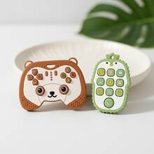 2个卡通企鹅挤压减压牙胶和熊游戏控制器牙胶 - 适合6-12个月宝宝的益智趣味咀嚼玩具 - 彩色 - 查看 8