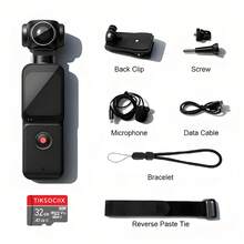 5K Vlog相机，便携式相机，直播相机，口袋大小，带外置麦克风和270°旋转镜头 - 适用于Vlog、户外活动、旅行和骑行的紧凑型视频录像机 - 32GB存储空间，1000mAh电池，MP4录制，手动模式图像防抖 - 彩色 - 查看 11