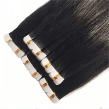 Straight Mini Tape In Human Hair Extensions 16-26inches Natural Real Invisible Adhesive Tape Ins For Women - Natural Black - View 4