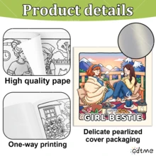 GDTME Libro "Mejores Amigas" de 20 cm de largo, con 24 páginas interiores gruesas, libro para colorear con temática de amistad, dibujos hechos a mano sobre hermandad y amistad, adecuado como regalo para Pascua, Día de la Amistad, Día de la Madre, libro para colorear para adultos, útiles de oficina y escolares - Espesamiento de perlas - Ver 6