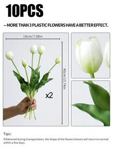 ZaiYe 5/10/15pcs Set, High-End Artificial Tulips, Valentine's Day Gift, Bridal Bouquet, Modern Minimalist European Style Decor, Plastic Fake Flower Bouquet, Artificial Plant Decor, Suitable For Home And Outdoor - Multicolor - View 18