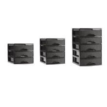 Plastic Rattan Chest Of Drawers, 3-5 Layers - Black Or White - Organizer For Desk, Home And Office. Chest Of Drawers Made Of Resistant Plastic Rattan, With A Natural Texture And Modern Look. Perfect For Organizing Makeup, Office Products, Small Tools Or Craft Accessories. Easy To Assemble, Lightweight And Easy To Clean. Ideal For Keeping Your Desk, Shelf Or Dressing Table Tidy. - 黑色 - 查看 2