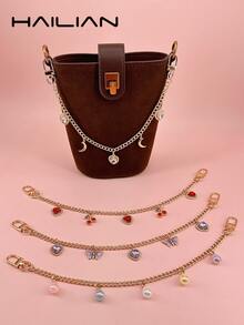 HAILIAN Esta correa de bolso de aleación está adornada con corazones de rhinestone de colores y colgantes encantadores, que incluyen una luna brillante, una cereza cristalina, una mariposa de color degradado y gotas de lluvia neón vibrantes. Se puede usar como correa de bolso, accesorio de bolso o cadena de extensión para su bolso. Por supuesto, también es un pequeño regalo de estilo para familiares, amigos o seres queridos durante las vacaciones. - Rosa - Ver 5