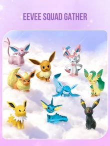 Wonderful Bricks Cute Creature Family Series Building Block Figurine, Electric Yellow Creature With Spiky Body And Sharp Ears, Planet Themed 3D Landscape Display Model, DIY Assembly Brick Set, Collectible Desk Decoration, Stress Relief Fidget Toy, Ideal For Anime Fans, Brick Decoration, Stensers Coday） - 雷伊布 - 查看 7