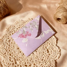 10个复古中式高档花卉信封套装，10*11厘米，适用于浪漫节日贺卡、明信片、邀请函、文具装饰和礼品赠送 - 彩色 - 查看 29