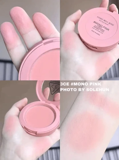  3CE Classic Monochrome Blush Atmosphere Koleksiyonu Mono Pembe Mini Allık 3g Doğal Nude Pembe Allık Yumuşak Mat Bitiş Uzun Süre Kalıcı Hafif Nefes Alabilen Kolay Karıştırılabilen Yanak Allığı Günlük Makyaj Yüz Güzellik Kozmetiği