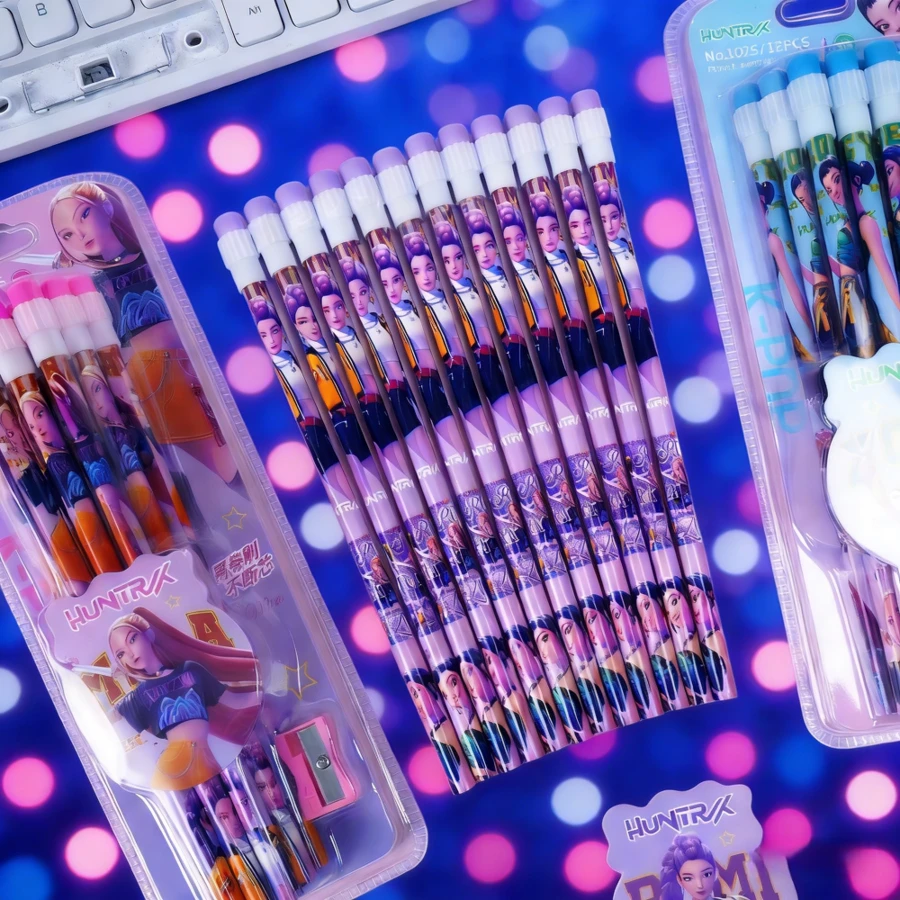 1 Box Random K-POP Anime Magic Hunter Squad Merchandise Colored Pencils, Sketch Pens, Colored Pens, Holiday Gift (Packaging Style Random) - A - View 1