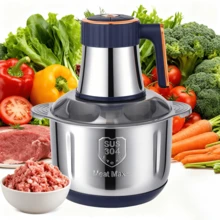 Senmeo 1.32Gal 500W Food Processor, 5-Speed Electric Meat Grinder With 6 Dual-Layer Blades, Multifunctional For Juicing/Kneading/Meat/Vegetables/Nuts – Blue, Great For New Year & Winter Cooking - 美規A型插(110-127V) - 查看 11