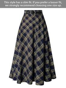 Women's Minimalist Plaid Print Skirt, Casual Daily Wear