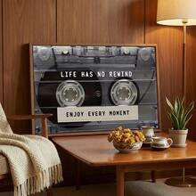 1 件，可选框架，帆布印刷艺术，小众艺术，“生活没有重复，享受每一刻”，胶带图案，现代复古艺术风格，适用于走廊、办公室、客厅、卧室墙壁装饰，可更换画布，最大尺寸 90*130 厘米，木制磁性挂轴画（带简易木制挂轴），艺术礼品，家居装饰 - 彩色 - 查看 9