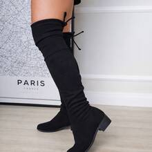 Bota Feminina Cano Longo Salto Confortável Rodeio Festas Over The Knee Meia Skinny Acima do Joelho - Preto - Visão 3