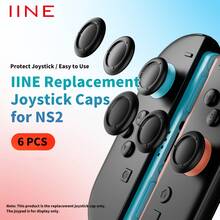 IINE 6个装摇杆帽，适用于Switch 2/NS2手柄，游戏配件，摇杆帽替换装，易于安装，TPE材质，保留原有握感 - 黑色 - 查看 2