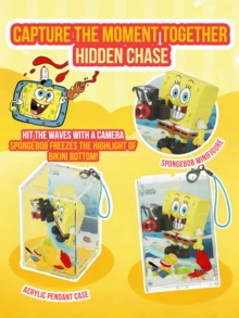 A Day In Bikini Bottom Pendant Blind Box Building Block Assembly Toy Accented With Transparent Acrylic Pendant Case With Strap Mini Figure Elements Net Scoop Sea Star Painting Easel Bubble Blower Mop Bucket Money Bag Guitar Microphone Decorations, Compact Size Portable Design, Crafted For Comfortable Touch Vivid Colors Exuding Childlike Fun And Cute Charm, Perfect For Collection Display Desk Decor Bikini Bottom Theme Party Decoration, Ideal For Fans Collectors Building Block Enthusiasts Kids Teens Adults, Lovely Gift For Friends Lover - Multicolor - View 12