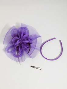 1pc Elegant Feather Fan-Shaped Fascinator Hat, Suitable For Tea Party, Race Day, Party, All Seasons - 62129 Purple - View 17