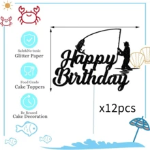 Gone Fishing Cake Topper, Fisherman Cake Decoration,Outdoor Themed Cake Decoration,Men Boy Birthday Fishing Party Decoration Supplies (Gone Fishing Cake Topper) - Multicolor - View 10