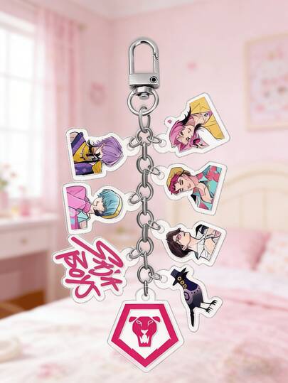 K-Pop Girl Group Shaka Boy Band Blue Cat Acrylic Keychain Pendant - Suitable For K-Pop Fans And Bag Charm Collectors, Perfect For Backpacks, Wallets And Daily Accessories