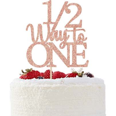 1PC 1/2 Way To One Cake Plaque Decoration Six Months And A Half Birthday Theme Party Decoration Decoration