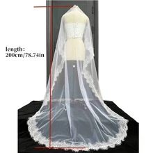 2025 New Halloween Lace Eyelash 1.5m/3 Meters Long High-End Bridal Veil, White/Ivory Color, Mantilla Wedding Veil, Autumn Wedding Dress For Women - A - View 5