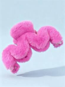 1pc Autumn/Winter Cute & Versatile Fluffy Hair Clip, Large Wavy Plush Hair Claw Women Claw Clips Elegant Hair Accessories - Multicolor - View 8