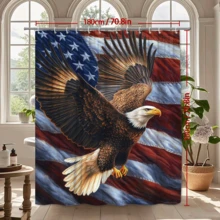 Majestic Soaring On USA Patriotic Freedom Bird Shower Curtain - White - View 3