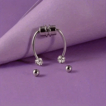Fashionable Stainless Steel Rhinestone Decorative Nose Ring For Women's Daily Decoration