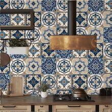 1 Roll Of Bohemian Moroccan Blue Tile Peeling And Pasting Wallpaper Waterproof Brown/Blue Contact Paper Modern Vinyl Self-Adhesive Wallpaper Detachable Bathroom Kitchen Tailgate - Blue - View 16