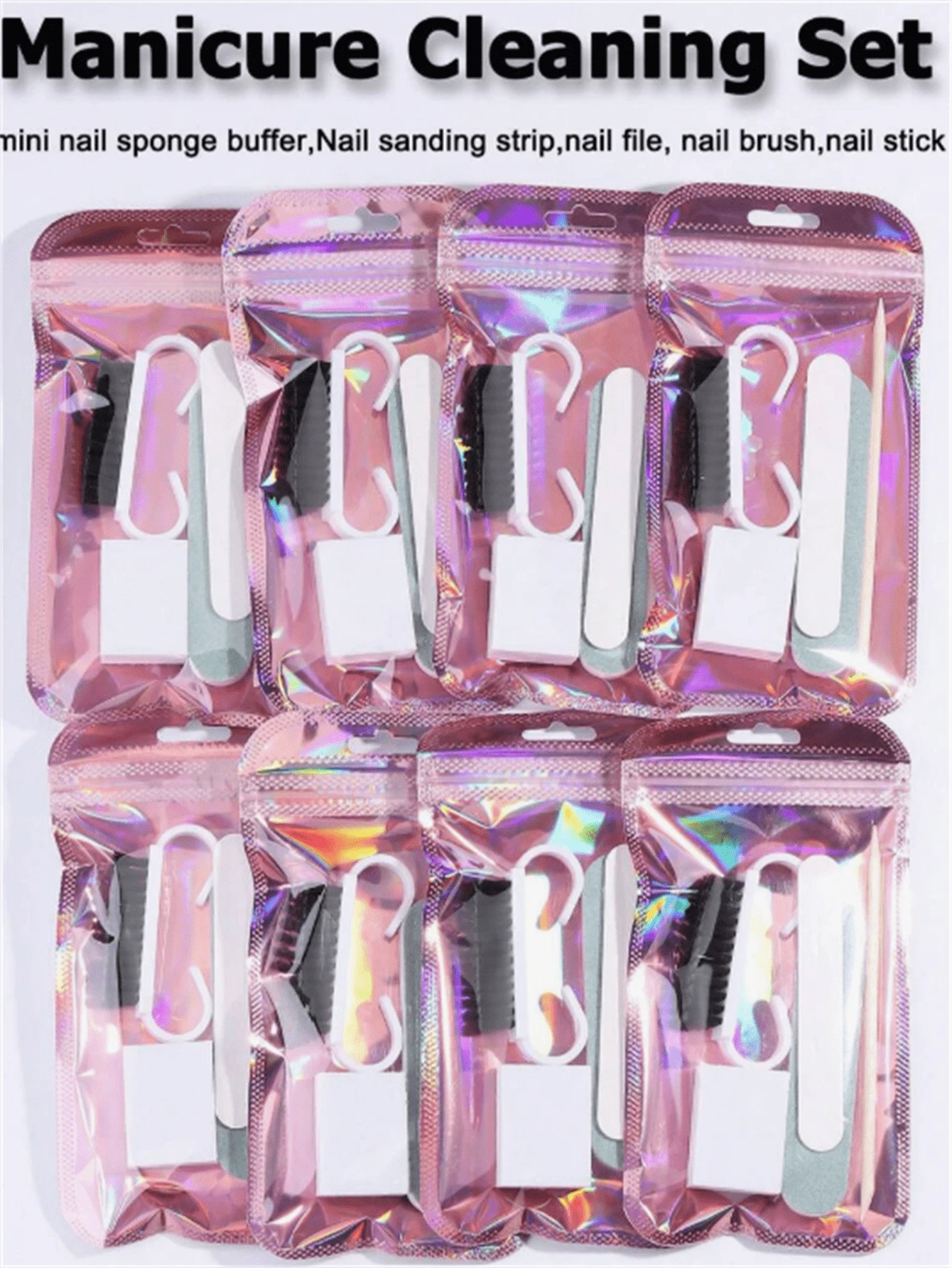 Manicure Tool Kit, Mini Nail File, Acrylic Nail Art Brush, Polishing Pad And Nail Stick - Odorless, Nail Cleaning Tools, Suitable For DIY Jewelry Polishing And Nail Care,Professional Nail Tools Set For Salons And Home Use - Pink Bag - View 1