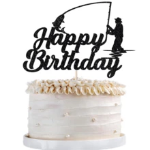 Gone Fishing Cake Topper, Fisherman Cake Decoration,Outdoor Themed Cake Decoration,Men Boy Birthday Fishing Party Decoration Supplies (Gone Fishing Cake Topper) - Multicolor - View 9