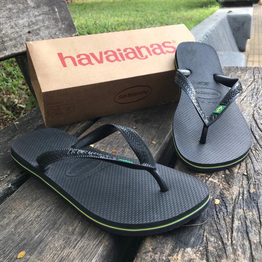 Havaianas Flag Flip Flops Brazil Black Traditional Flip Flops Sandal Men Women Cheap Soft Original - Black - View 1