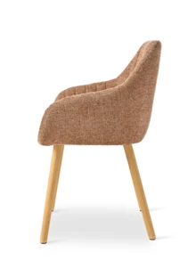 Goeurvant Modern Vertical-Stripe Upholstered Dining Chairs With Armrests And Solid Wood Legs For Dining Room, Kitchen, Living Room - Set Of 2 / Set Of 4 / Set Of 6 - Light Brown - View 4