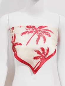This Elegant And Sophisticated Women's Faux Silk Square Scarf Features A Palm Tree Print, Perfect For Summer Beach Wear. It Can Be Used As A Headscarf, Hairband, Bandana, Shawl, Or Waist Scarf. - Multicolor - View 5
