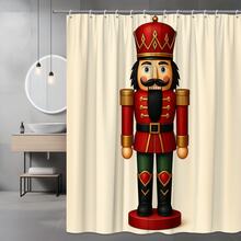 Nutcracker Shower Curtain Holiday Decor - White - View 5