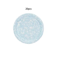 20pcs/60pcs Platos de papel brillantes de 7 pulgadas y 9 pulgadas con tema popular coreano en azul, rosa y púrpura, suministros para fiesta de cumpleaños, postres, pasteles, vajilla de mesa, celebración de boda, fiesta de revelación de género, suministros para fiesta de cumpleaños - Multicolor - Ver 11