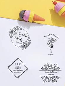 1 Piece Personalized Round Wedding Stamp, Red/Black Ink. Suitable For Personalized Weddings, Pet Stamps, Other Stamps, Text, Date Stamps, And Contract Stamps. Also Available: Wedding Stamps, Personalized Name Stamps, Custom Address Stamps, Customizable Signature Stamps, Business Personalized Stamps, Birthday Gifts, Bride And Groom Stamps, Envelope Stamps, Party Stamps, Engagement Stamps, And Special Stamps. - Multicolor - View 9