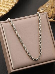 朋克风时尚独特不锈钢编织链项链+手链套装 - 时尚嘻哈配饰 - 金色 - 查看 4