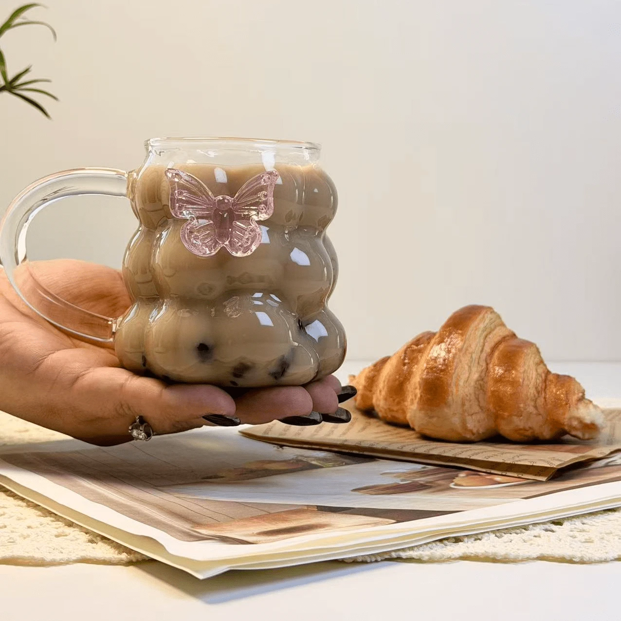 Ins Style Heat-Resistant Glass Juice Cup, Cute & Creative Drinking Water Cup For Home Use - Transparent - View 1