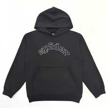 SP5DER Men/Women Hoodies Graffiti Number 5 Print Hoodie Unisex ,Y2k Streetwear Oversized Hooded Pullover Pocket Sweatshirt - 黑色 - 查看 12