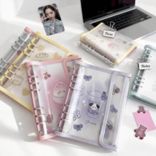 1 Item - Fresh And Transparent Softcover A5 Double-Buckled Binder, PVC Material Binder, A5 Binder, A5 Refill Pack. Can Be Used As A Nail Art Notebook, Photo Album, Sticker Book Organizer, Stamp Book, Sticker Binder, Sealant, Idol Card Organizer, Notebook, DIY Journal, Small Bag, Pocket Book - Multicolor - View 1