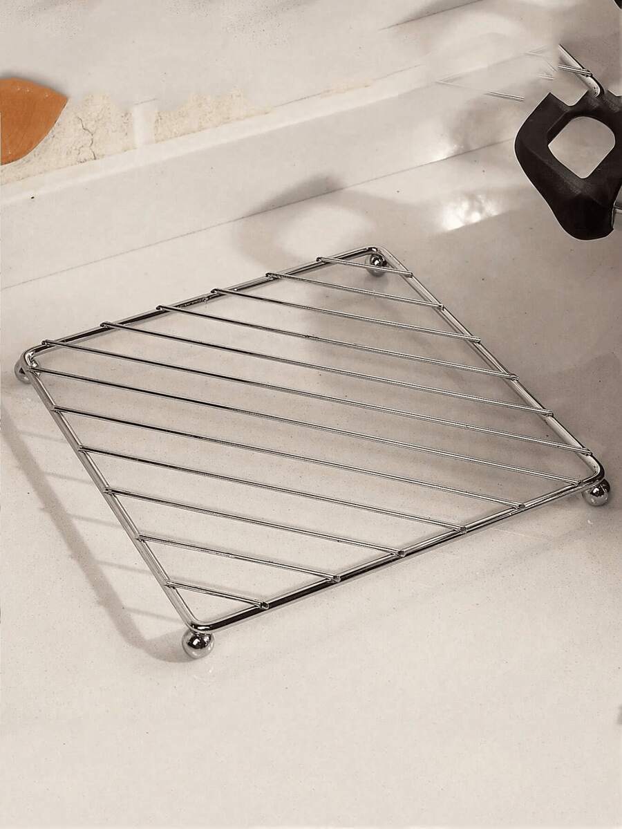 1pc Square Heat Resistant Kitchen Table Mat, Thick Stainless Steel Pot Holder, Multifunctional Steam Rack, Anti-Scald Bowl & Dish Rack