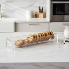 Transparent Cookie Tray, Transparent Macaron Display Plate, Rectangular Cookie Rack, Family Food Display Stand. - Clear - View 3