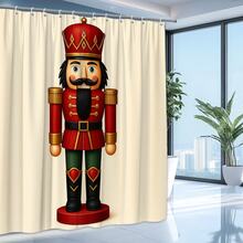 Nutcracker Shower Curtain Holiday Decor - White - View 8