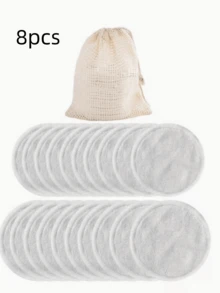 8pcs Reusable Makeup Remover Pads With Storage Bag, Soft Cotton Makeup Cleansing Pads, Suitable For Facial Cleanser - Washable Bamboo Cotton Rounds - Cotton Pads - Reusable Facial Cleanser, Suitable For All Skin Types - Multicolor - View 8