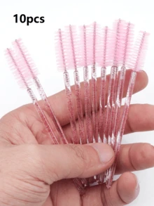 100pcs Disposable Mascara Wands, Crystal Eyebrow Brush (Suitable For Eyelash Extensions), Pink Eyelash Brush (With Storage Box), Eyebrow Brush, Eyeshadow Brush, Spiral Brush - White - View 7