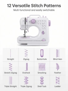 Multifunctional Household Sewing Machine, Portable Electric Sewing Machine Professional Version, Convenient Mini Electric Overlock Sewing Machine For Travel Or Temporary Use, U-Shaped Groove Flexible Operation Display Panel Sewing Machine, Multiple Stitches Available, 12 Stitch Patterns - US A Type Plug(220-240V) - View 6