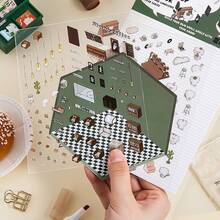 1张卡通迷你场景3D风景贴纸 DIY微缩房屋场景分层拼贴剪贴簿可爱礼物 圣诞节、生日（包装可能因批次而异） - 六邊形 - 查看 9