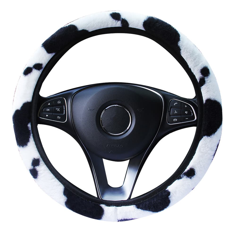 Non-Inner Dairy Plush Stretch Steering Wheel Cover - Multicolor - View 1