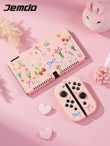 1pc Cute Bow Tie Bear & Floral Print Switch/Switch 2 Protective Case, Glitter Transparent Shell Compatible With New Switch 2 (2025)/Switch NS/Switch OLED/Lite, Switch Accessories, Full Set Including Carrying Pouch, Card Slot Base, Best Gift For Switch Players - Multicolor - View 18