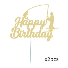 Gone Fishing Cake Topper, Fisherman Cake Decoration,Outdoor Themed Cake Decoration,Men Boy Birthday Fishing Party Decoration Supplies (Gone Fishing Cake Topper) - Multicolor - View 13